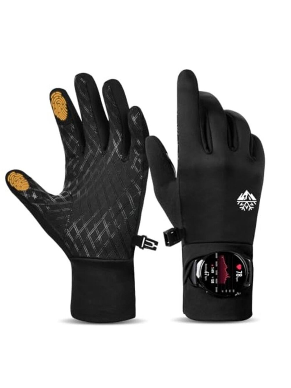 Medium Winter Gloves with Watch Window Warm Hiking Gloves for Men Women